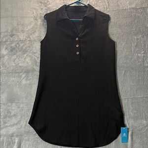 NWT New Cupshe Sleeveless Black Textured Beach Swimsuit Coverup Size M